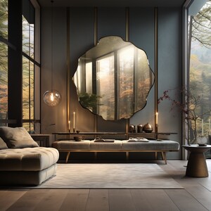 Irregular Circle Mirror - Scalloped Edge Round Wall Mirror, Elegant Powder Room Decor, Bathroom Wall Mirror Gift