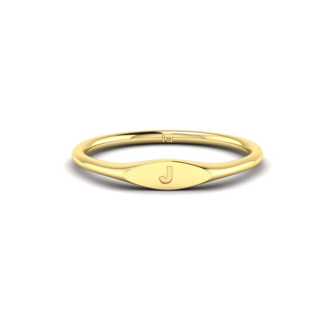 A to Z Letter Ring, 14k Solid Gold Custom Ring, Personalized