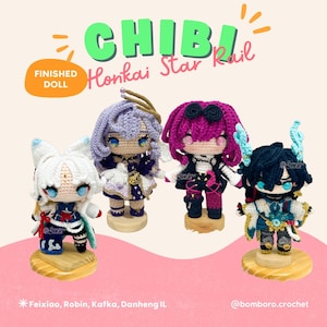Honkai Star Rail Amigurumi Pop | Robin, Dan Heng Imbibitor Lunae, Feixiao of Kafka | Handgemaakte gehaakte pluche