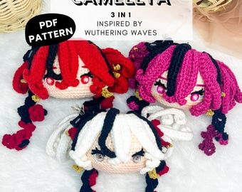Camellya 3 in 1 (Basic Mode, Blossom Mode, Overclocked Mode) Wuthering Waves Head Only Crochet Pattern