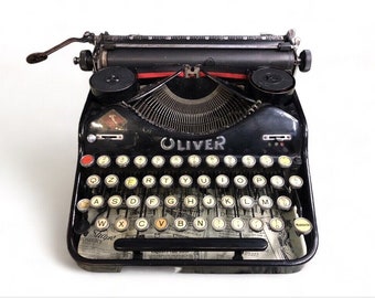 Antike tragbare Oliver-Schreibmaschine, Vintage, 1930er Jahre, schwarze Farbe
