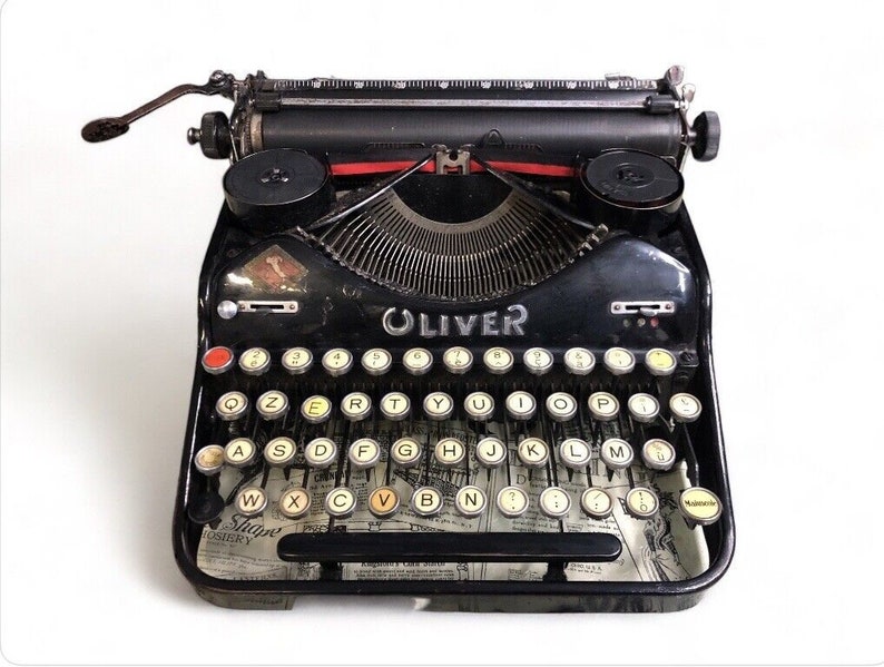 Antique Oliver portable typewriter, vintage, 1930s, black colour image 1
