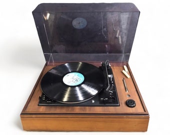 Dual 1210 Turntable vintage 60s Couvercle et base en bois pour vinyles 33 45 78