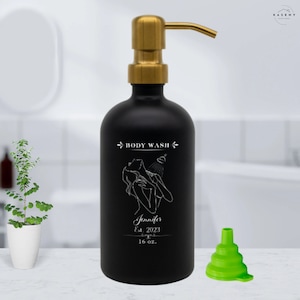 Design Glass Dispenser with Waterproof Customizable Label - Refillable Bottle with Dish Soap, Conditioner for Kitchen Organization