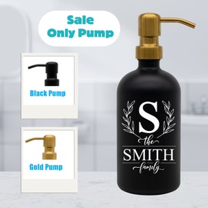 Dispenser Pump Only - Metal Pump Replacement - Black and Gold Color Pump For Glass Soap Bottles - Durable and Rustproof Pump for Liquids