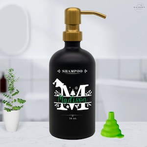 Custom Label Printed on Luxury Glass Soap Pump Bottle for Shampoo, Body Lotion on Bathroom - Personalized Glass Bottles Gift for Mom, Wife