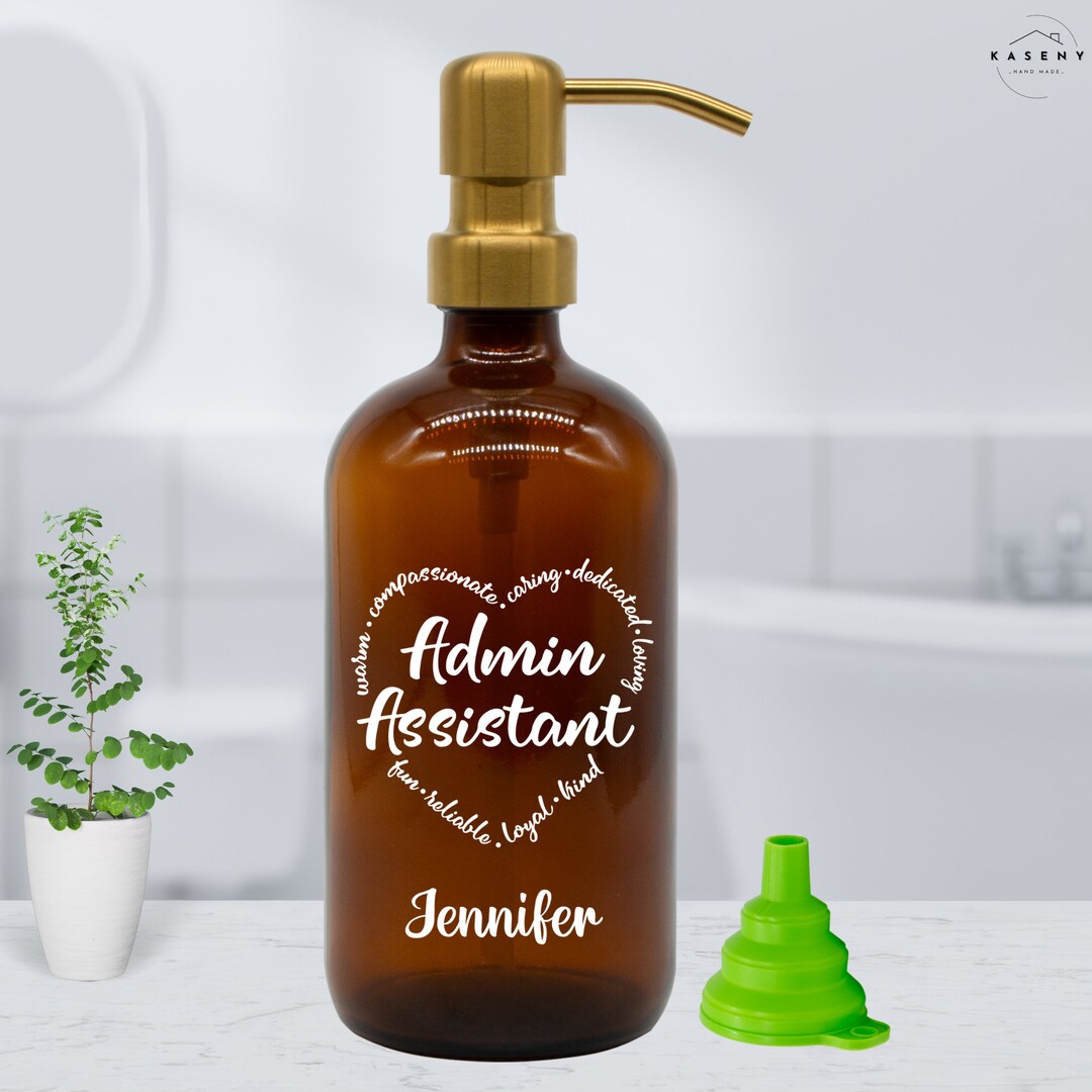 Office Squad Gift, Administrative Assistant Glass Bottle Dispenser ...