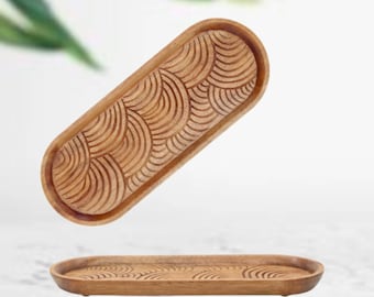 Oval Tray, Candle Tray, Jewelry Tray, Rolling Dice Tray, Vanity Tray, Coffee Table Tray, Modern Decorative Tray, Wooden Tray for Home Decor