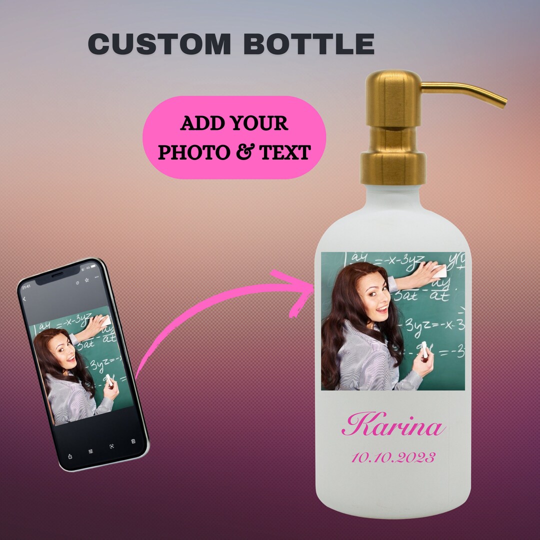 Glass Bottle for Teacher Gifts Personalized With Name, Teacher Bottle