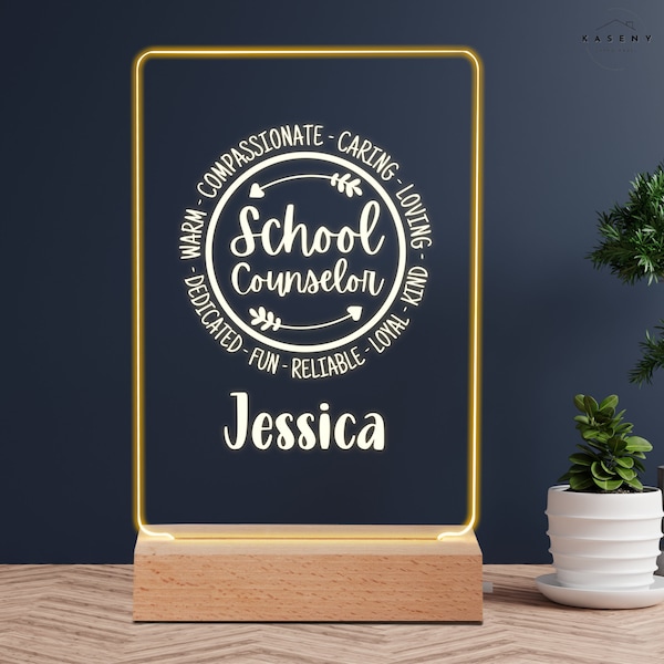 Personalized Counselor Night Light Gift for School Counselor - Custom Teacher Appreciation gift on Anniversary - Counselor Office Decor