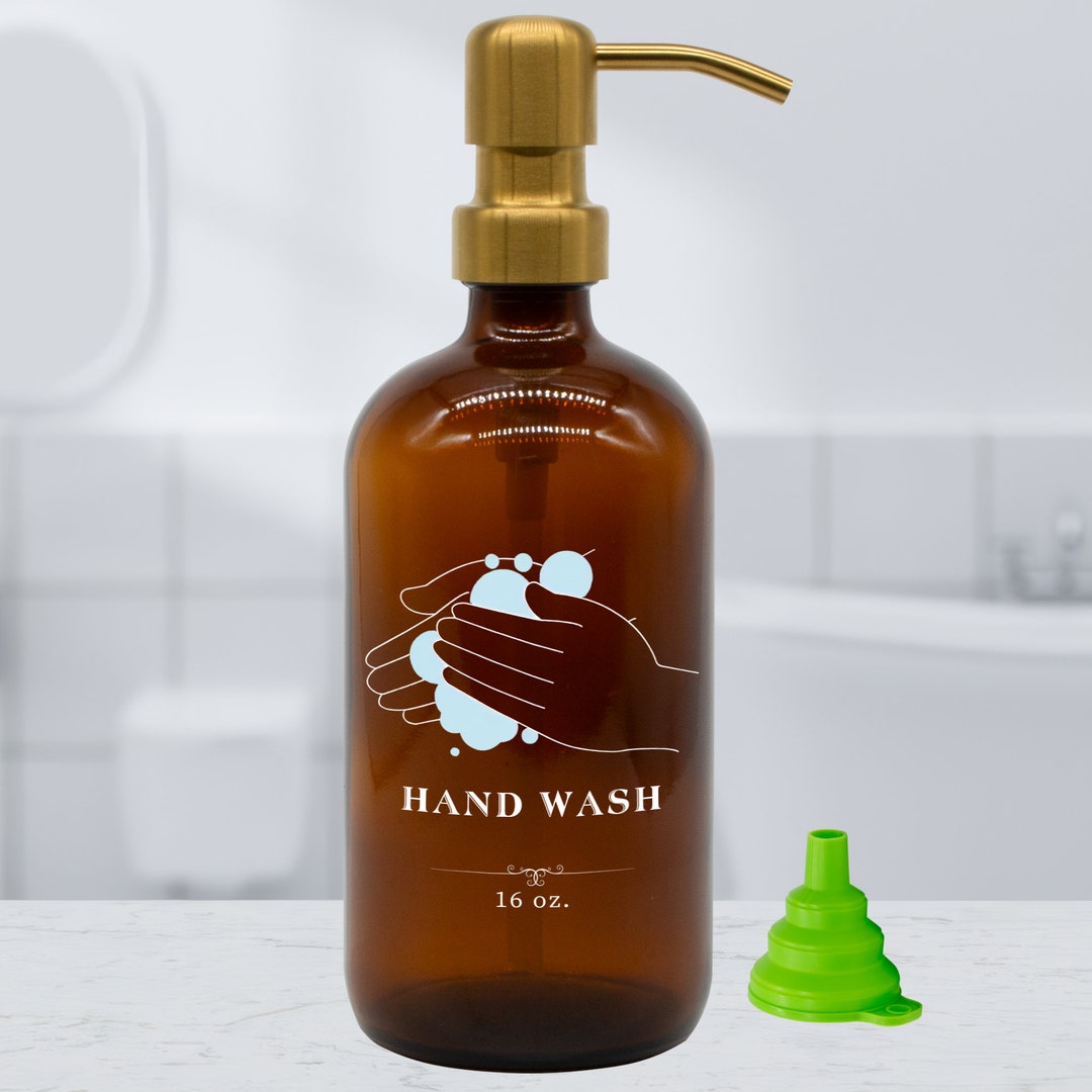 Hand Wash Glass Bottle With Hands Silhouette Color Label. Etsy