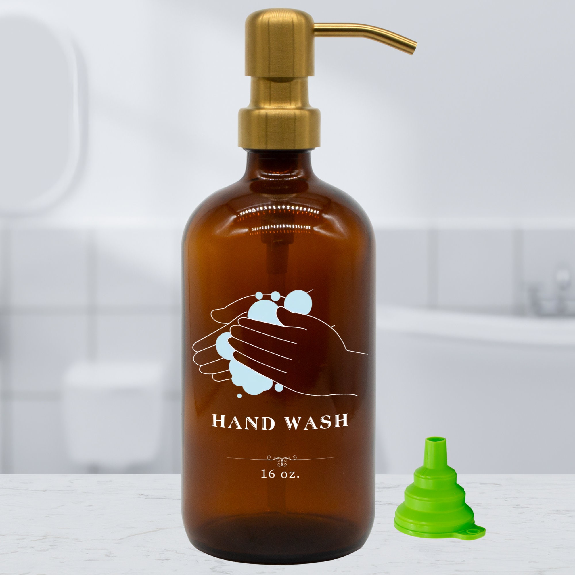 Hand Wash Glass Bottle With Hands Silhouette Color Label. Etsy
