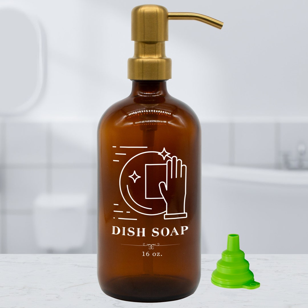 Dish Soap Glass Bottle With Hand & Dish Silhouette Color Etsy