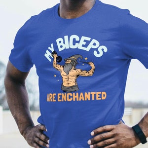 Buff Wizard Shirt, Funny Fitness Shirt, Funny Gym Shirt, Wizard Meme Tee, Biceps Shirt, Workout Meme Shirt, Gag Gift, Funny Gym Gift