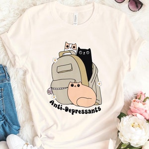 Antidepressivum kattenshirt, T-shirt therapeut kat eigenaar, shirt geestelijke gezondheid, shirt grappige kat, shirt kat moeder, shirt kat moeder, shirt schattig kitten, shirt kattengrap