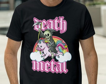 Funny Death Metal T Shirt, Crazy Unicorn Tee, Fun Gift For Death Metal Fans, Music Shirt, Death Metal Gift, Metal Shirt, Birthday Shirt Gift