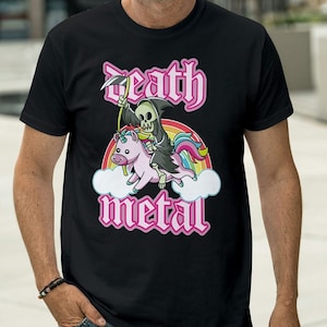 Funny Death Metal T Shirt, Crazy Unicorn Tee, Fun Gift For Death Metal Fans, Music Shirt, Death Metal Gift, Metal Shirt, Birthday Shirt Gift