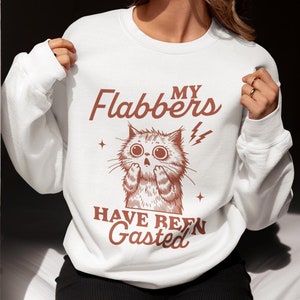 My Flabbers Have Been Gasted Sweatshirt, Vintage Cat Sweatshirt, Retro Animal Sweatshirt, Sarcastic Animal Crewneck Sweatshirt, Meme Gift