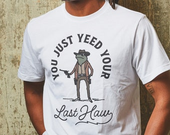 Grappige kikker cowboyshirt, T-shirt kikker meme, cowboy cadeau, grap T-shirt, meme shirt, western T-shirt, gag cadeau, dier meme cadeau, sarcastisch shirt