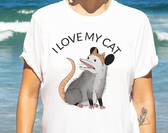 Camiseta "Amo a mi gato zarigüeya", regalo divertido de zarigüeya, camiseta para amantes de las zarigüeyas, camiseta de gato zarigüeya, camiseta sarcástica, regalo de broma, camiseta divertida de animales