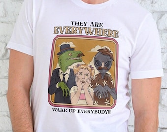Funny Alien Shirt, Conspiracy T-Shirt, UFO Tee, Retro Style Shirt, Reptilian Conspiracy, Novelty Gift, Sci-Fi Lover Gift, Bella Canvas Shirt