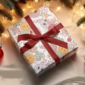 Retro Christmas Ornaments Gift Wrap, Groovy Christmas Wrapping Paper, Funny Ornaments Wrapping Paper, Xmas Gift Wrap, Winter Gift Wrap
