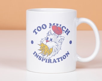 Tazza divertente con gatto, regalo in stile retrò, tazza di ispirazione, tazza con meme sugli animali, tazza con gatto pazzo, regalo creativo, arte con gatto dei cartoni animati, regalo scherzoso, tazza con gattino divertente