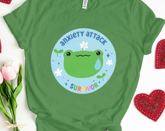 Camiseta de ansiedad de rana, camiseta de salud mental, camiseta divertida de rana, regalo de meme de rana, regalo de sobreviviente de ataque de ansiedad, camiseta divertida de sapo, regalo de ansiedad