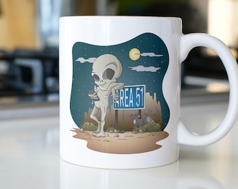 Taza del Área 51, Taza alienígena divertida, Regalo amante alienígena, Taza OVNI, Regalo de sombrero de papel de aluminio, Taza de teoría de la conspiración, Regalo para él, Tazas de café alienígenas divertidas