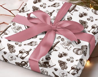 Wine And Cheese Wrapping Papers, Bottles Of Wine Gift Wrap, Wine Party Gift Wrapping Paper, Cheese Lover Gifts, Wine Paper Rolls For Mom