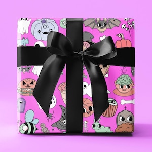 Retro Halloween Wrapping Paper, Spooky Gift Wrap, Funny Halloween Gift Wrap, Ghost Wrapping Paper, Goth Wrapping Paper, Halloween Art Gift