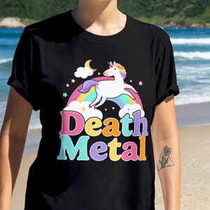 Funny Death Metal Unicorn Shirt, Cute Rock Music Band Tee, Festival Shirt, Unicorn Tee, Music Life Shirt, Death Metal Gift, Rock Music Shirt