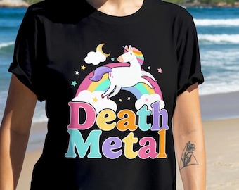 Funny Death Metal Unicorn Shirt, Cute Rock Music Band Tee, Festival Shirt, Unicorn Tee, Music Life Shirt, Death Metal Gift, Rock Music Shirt
