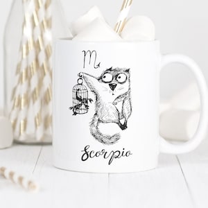 Scorpio Zodiac Mug, Cat Zodiac Coffee Cup, Scorpio Star Sign Gift, Scorpio Horoscope, Cat Lover Gift, Funny Astrology Gift Cat Mug