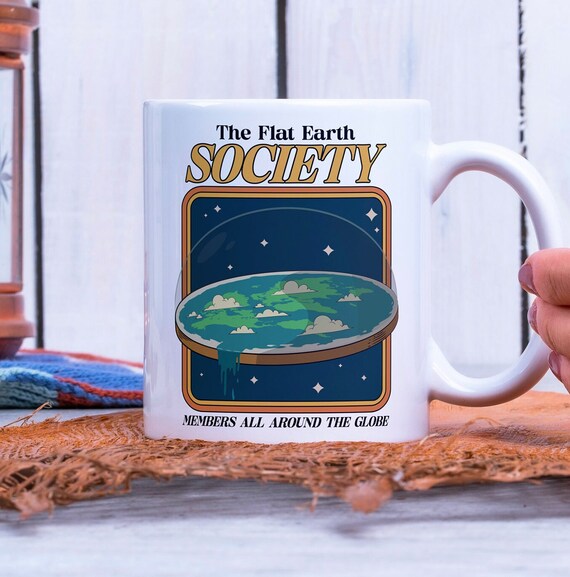 Funny Flat Earth Mug, Funny Mug Gift, Flat Earth Gift, Retro Style Coffee Cup, Earth Gift, Science Mug, Conspiracy Cup, Sci-Fi Mug
