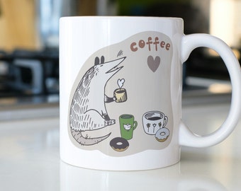 Divertente tazza di opossum, tazza di opossum, regalo per amante del caffè, tazza di tè con animali, tazza di scherzo, regalo gag, disegno pazzo di opossum, tazza di caffè divertente, regalo di opossum