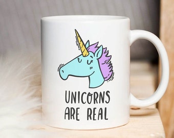 Funny Unicorn Mug, Unicorn Coffee Cup, Unicorns Are Real Mug, Cute Unicorn Gift For Him And Her, Novelty Gifts, Cartoon Style Unicorn Mug