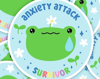 Frog Anxiety Sticker, Mental Health Sticker, Funny Frog Sticker, Frog Meme Sticker, Anxiety Attack Survivor, Funny Anxiety Sticker, Gag Gift