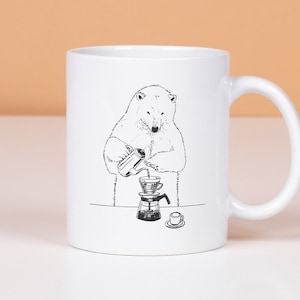 Polar Bear Is Brewing Coffee Mug, Funny Bear Mug, Bear Gifts, Cool Coffee Mug, Christmas Gift For Friend, Ceramic Cup, Cute Animal Mug