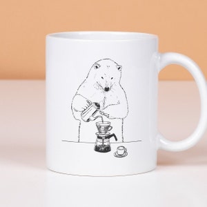 Polar Bear Is Brewing Coffee Mug, Funny Bear Mug, Bear Gifts, Cool Coffee Mug, Christmas Gift For Friend, Ceramic Cup, Cute Animal Mug