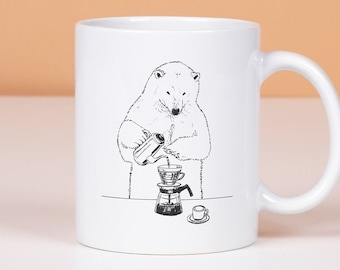 Polar Bear Is Brewing Coffee Mug, Funny Bear Mug, Bear Gifts, Cool Coffee Mug, Christmas Gift For Friend, Ceramic Cup, Cute Animal Mug