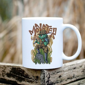 Funny Fishing Mug, Angler Gift, Fisherman Coffee Cup, Monster Fish Art, Angler Tea Cup, Fisherman Gift, Catching Big Fishes Gift Mug