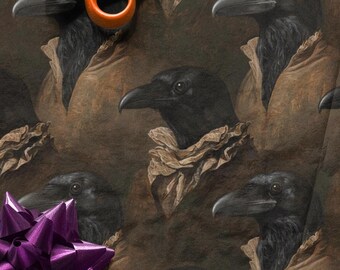 Aristocratic Raven Wrapping Papers, Funny Crow Renaissance Painting Gift Wrap, Quirky Animal Art Gift, Crow Meme Wrapping Paper, Gag Gift
