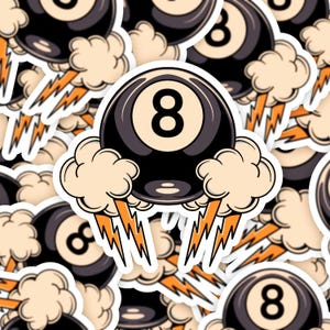 Retro 8 Ball Sticker, Vintage Billiard Gift, 90s Graphic Sticker, Pool Player Stickers, Retro Lucky Sticker, Funny Billiard Gift For Him