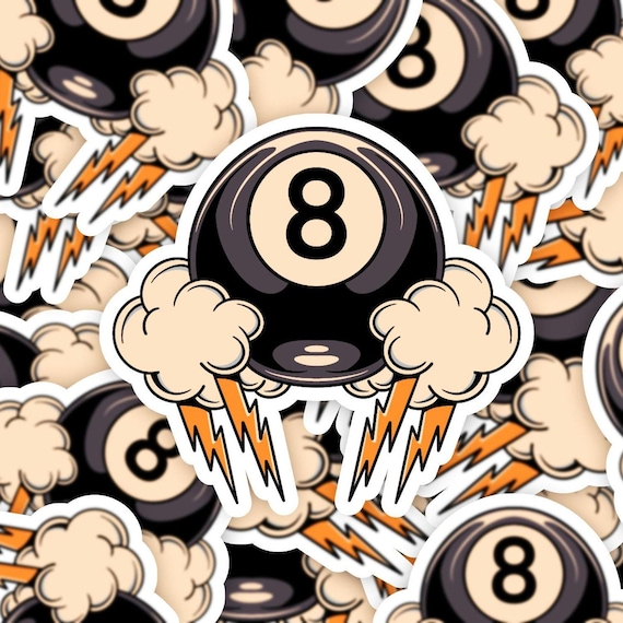 Retro 8 Ball Sticker, Vintage Billiard Gift, 90s Graphic Sticker 