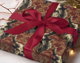 Krampus Wrapping Papers, Holiday Gift Wrap, Demonic Christmas Paper, Demon Gift Wrap, Winter Festive Wrapping Paper, Horror Xmas Gift Wrap