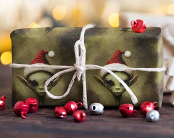 Alien Weihnachtsgeschenkpapier, Außerirdische Geschenkpapier, Außerirdische Geschenkpapier, Sci-Fi Weihnachtsgeschenkpapier, Alien Weihnachtsgeschenkpapier