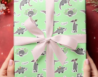 Funny Possum Wrapping Paper, Cute Opossum Gift Wrap, Funny Wrapping Paper, Animal Meme Wrapping Paper, Gag Gift, Cute Wrapping Paper