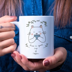 Cute Cat Mug, Coffee Lover Gift, Kitten Cup, Cat Owner Gift, Cat Mom Gift, Cute Animal Mug, Pet Owner Gift, Cute Cat Art, Adorable Cat Cup