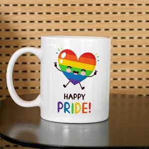 Cute Pride Mug, LGBTQ Cup, Gay Pride Month Gifts, Happy Pride Cup, Homosexual Mug, Gift For Gay Friend, Happy Heart Mug, Cute Gay Gift